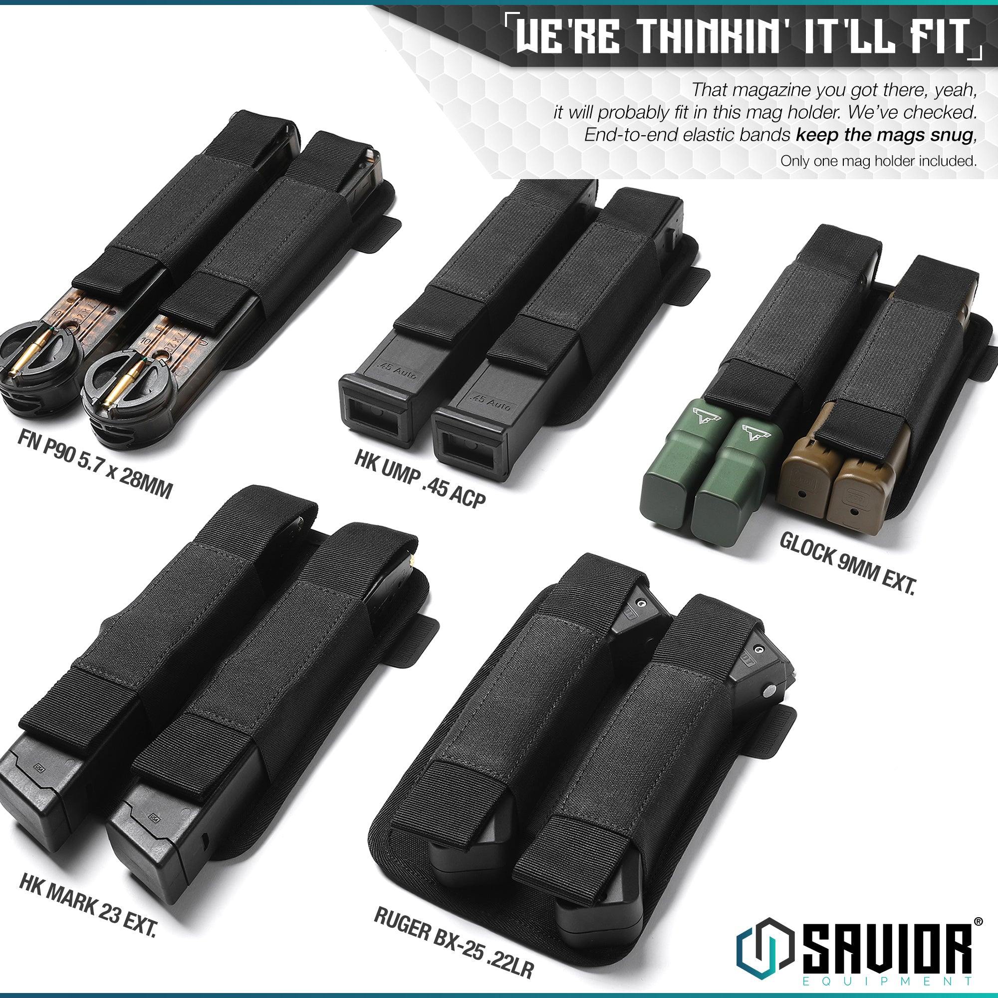 Extended Pistol Mag Holder w/ Hook Backing - 2 Slot - Image 5