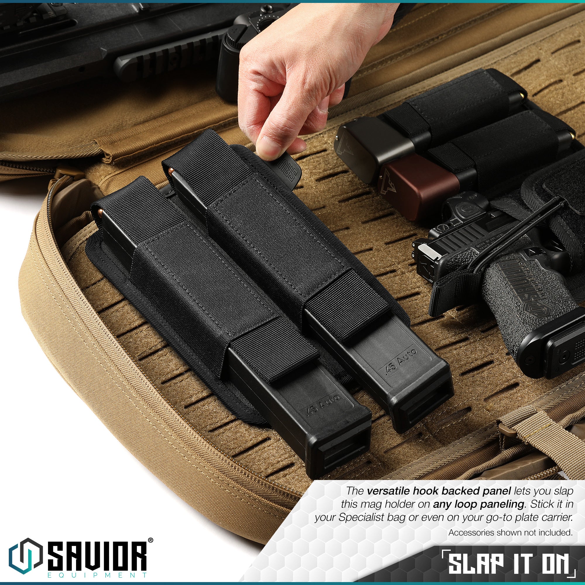 Extended Pistol Mag Holder w/ Hook Backing - 2 Slot - Image 6