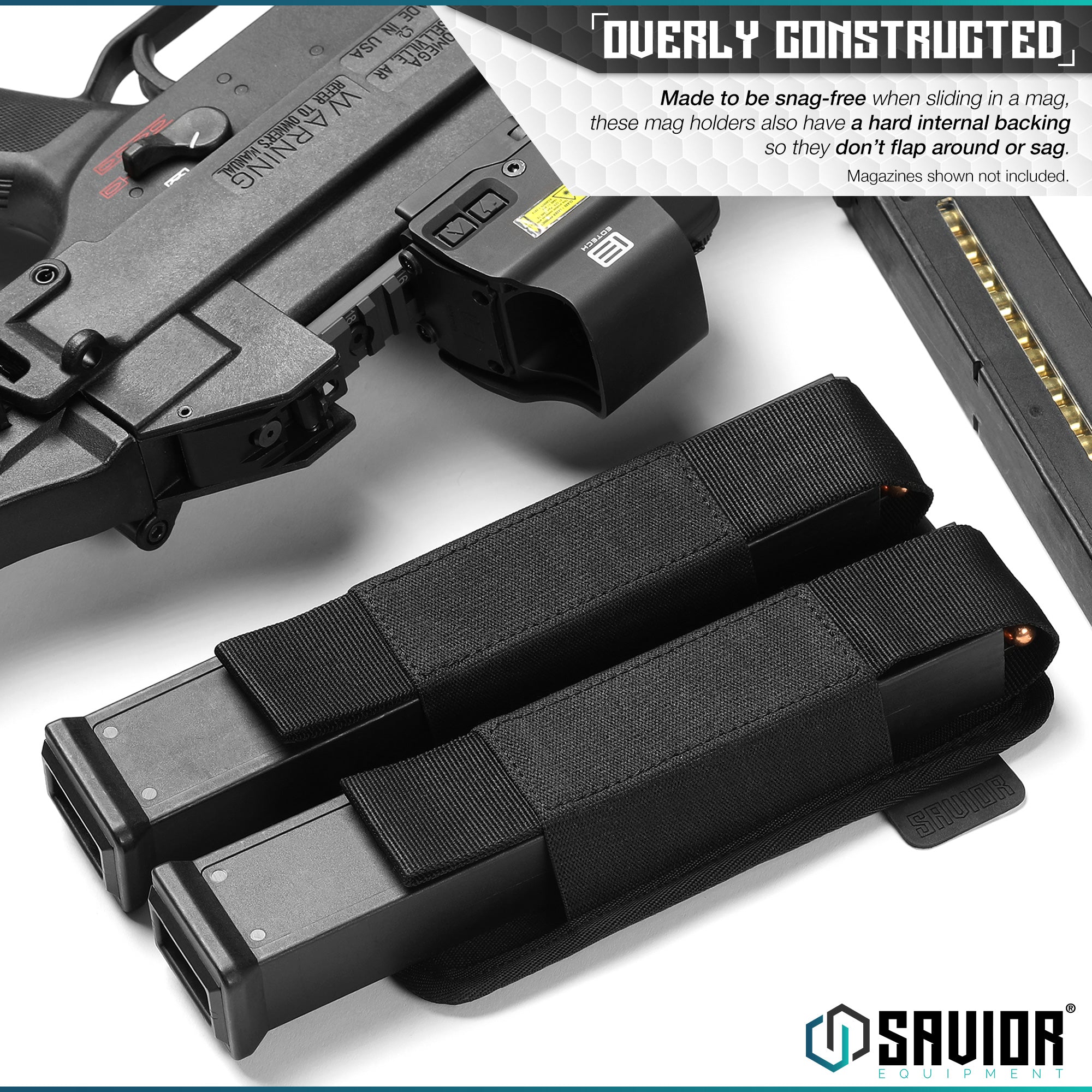 Extended Pistol Mag Holder w/ Hook Backing - 2 Slot - Image 7