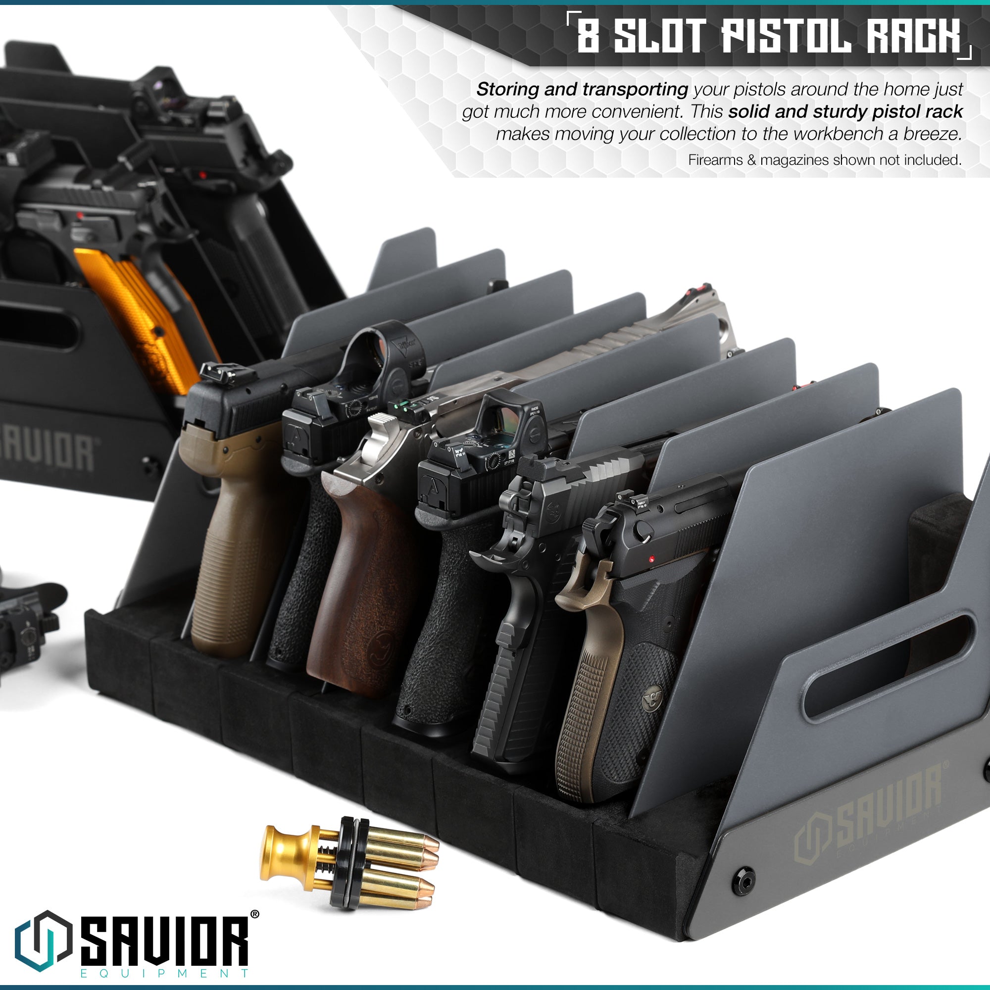 Mobile Pistol Storage Rack w/ Handle - 4/6/8/12 Slots - Image 14