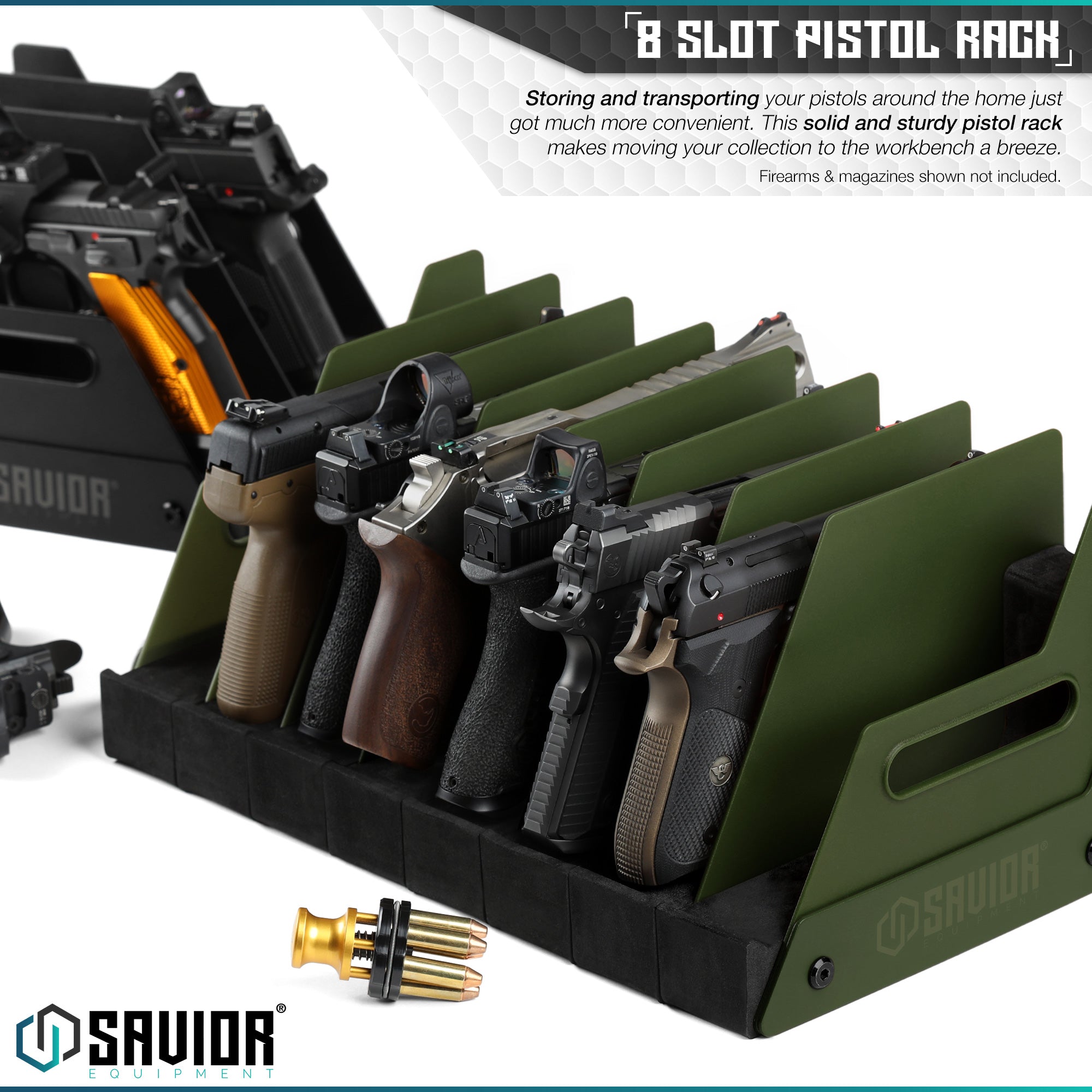 Mobile Pistol Storage Rack w/ Handle - 4/6/8/12 Slots - Image 23