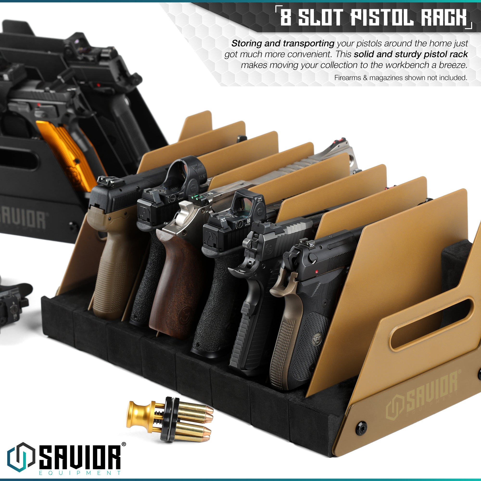 Mobile Pistol Storage Rack w/ Handle - 4/6/8/12 Slots - Image 32